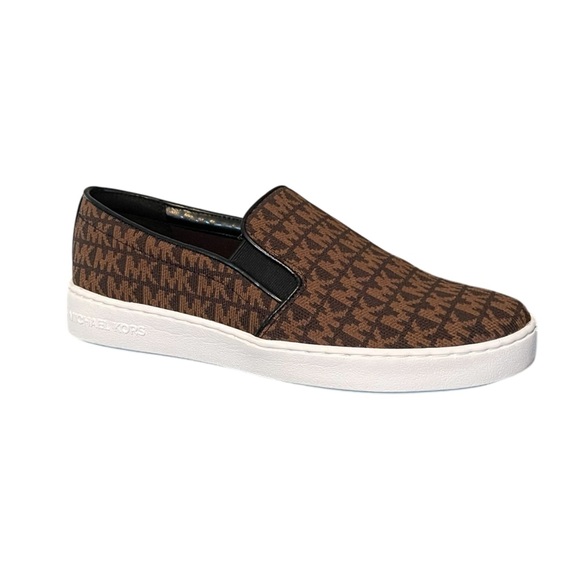 MICHAEL Michael Kors Keaton Logo Knit Slip-On Sneakers Brown Size 10M - Picture 1 of 10